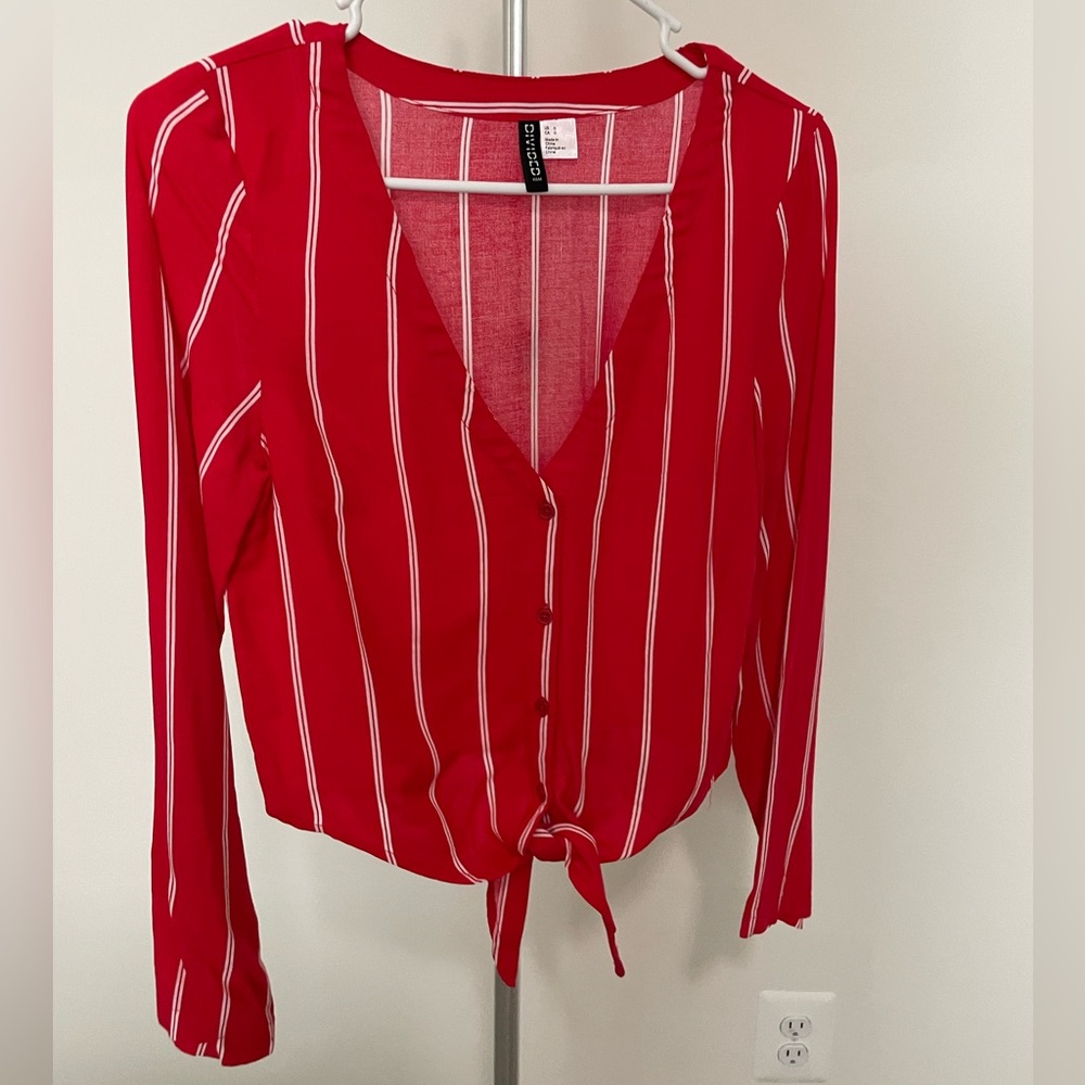 Red and white striped crop top from H&M